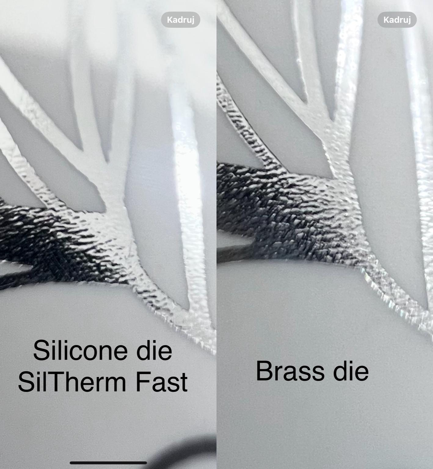 Silicone rubber vs brass die - 5000 cycles per hour